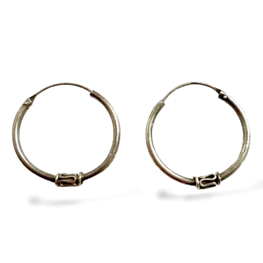 Sterling Silver Bali Hoop Earrings